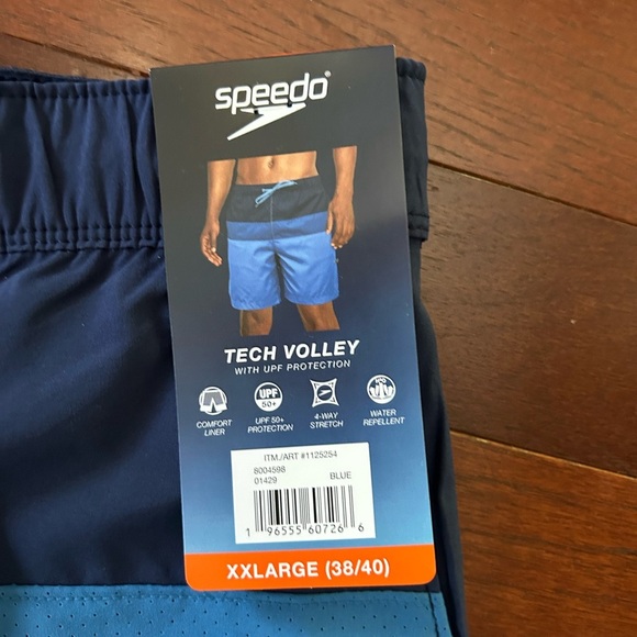 NWT Speedo Men's Tech Volley UPF50+
Swim Shorts trunks Size 2XL Blue Blocks - Picture 2 of 11